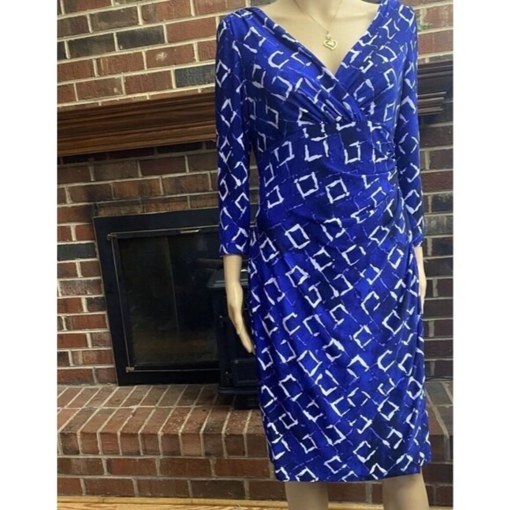 Lauren Ralph Lauren Women's Dress Size 6  Blue Long Sleeve A-Line Long Sleeve